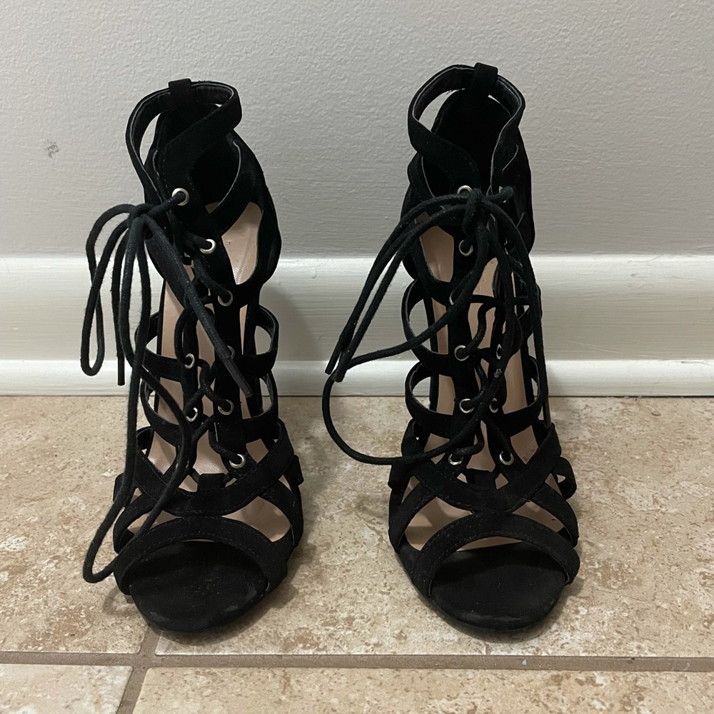 Strappy Black Stiletto Heels